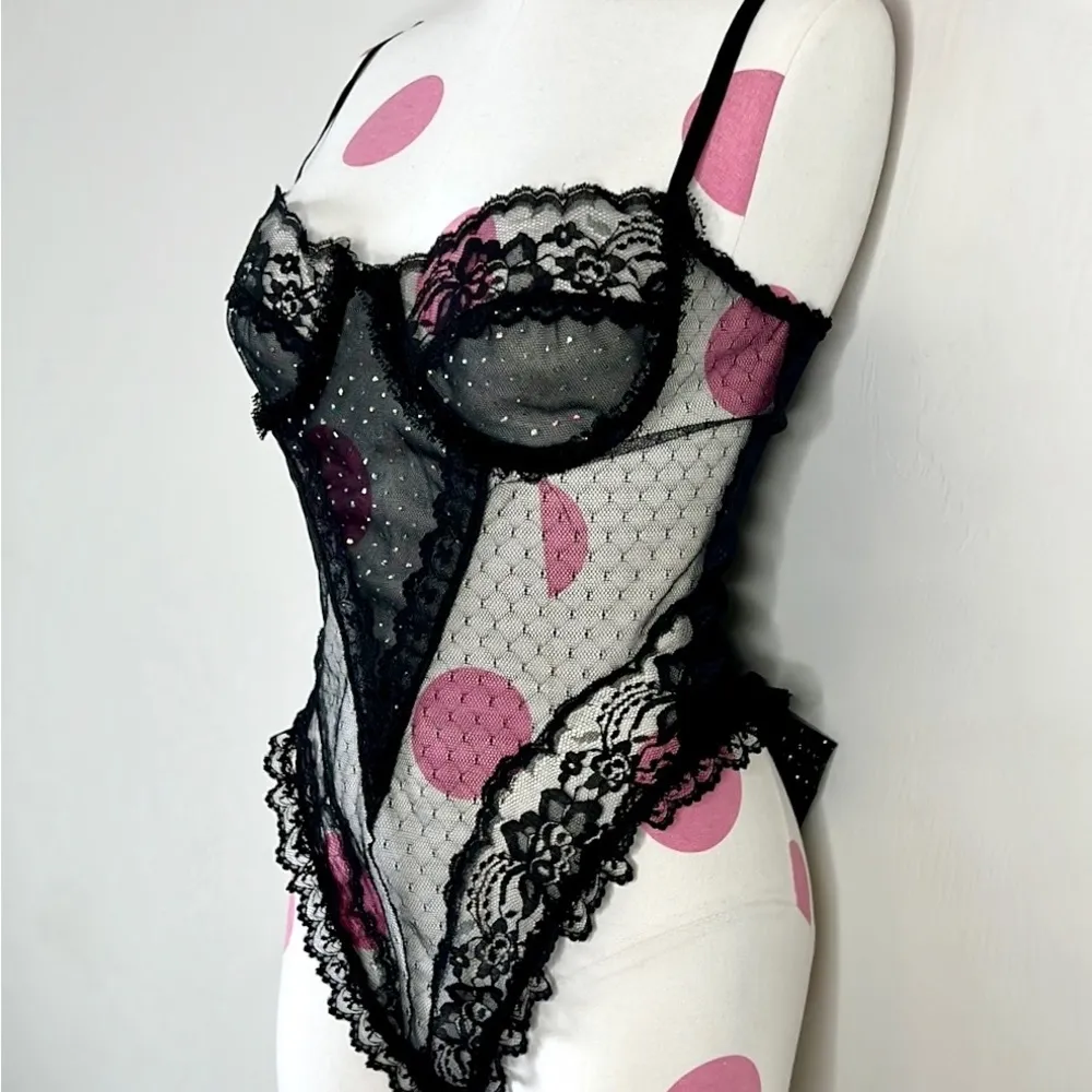 Vintage Gothic Teddy Lingerie Black Size M - Image 4