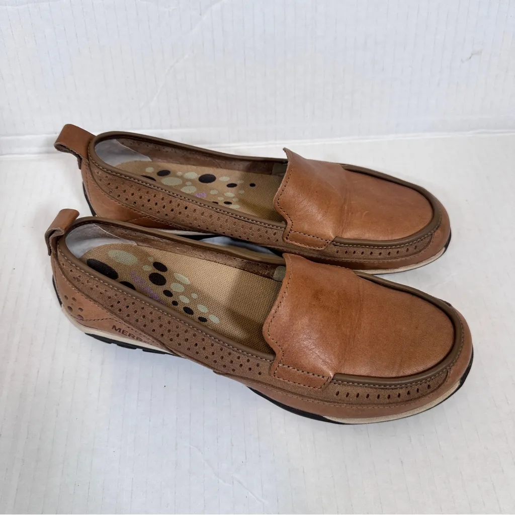 Merrell Brown Leather Loafer Flats Womens 7.5 Comfort Shoes Outdoors Gorpcore - Image 11