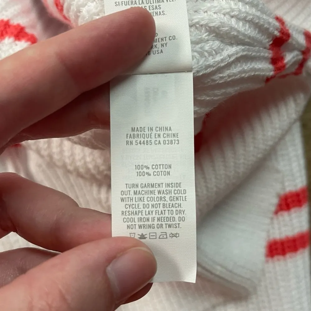 NWT Aerie Beyond Cropped Sweater in White & Red Stripe Women’s Large 100% Cotton - Image 8