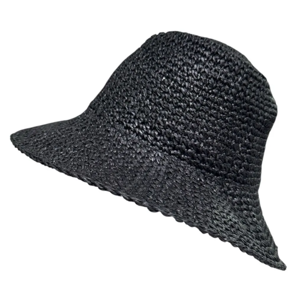 NWT Banana Republic Straw Bucket Hat Black - Image 2