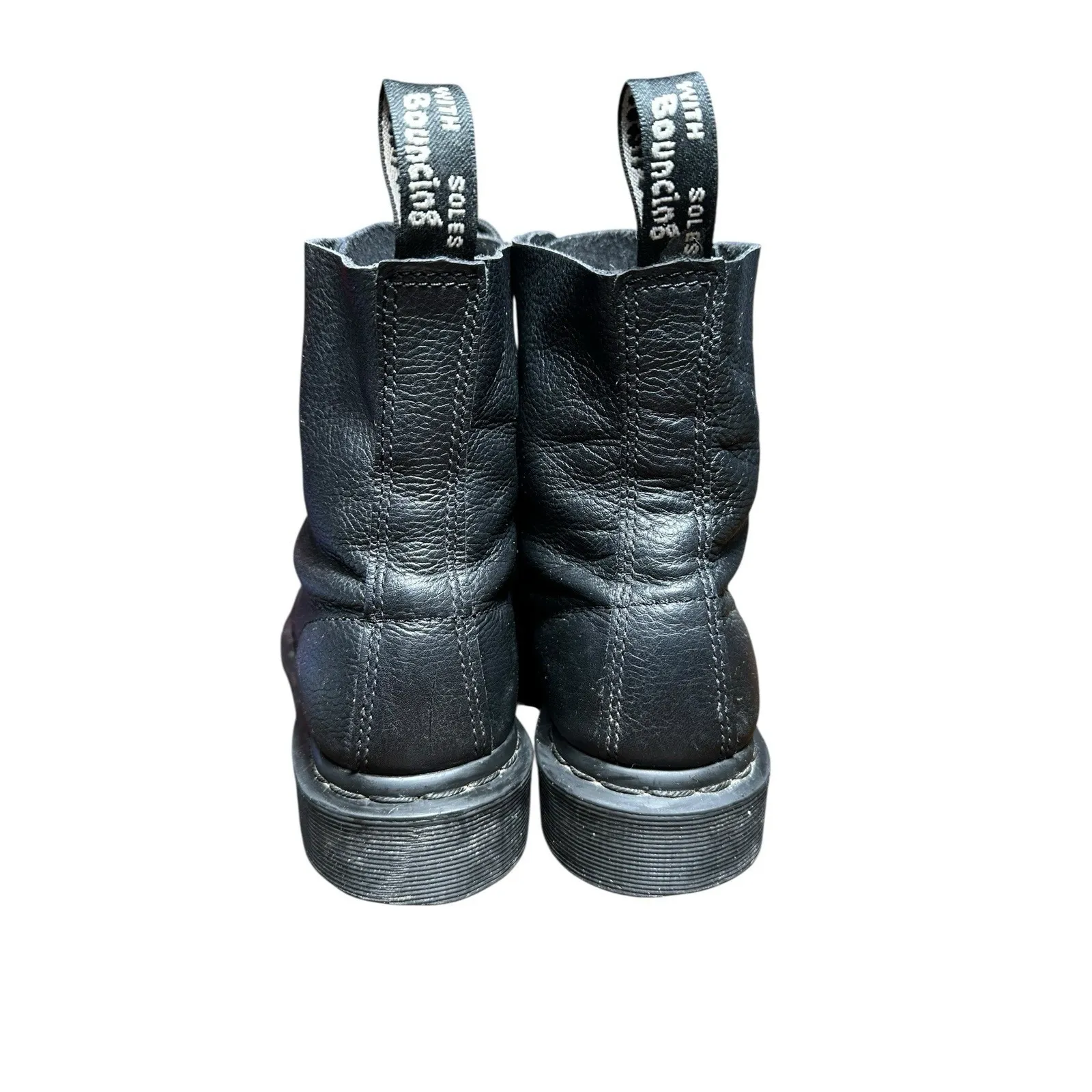 Dr. Martens Black Mono Lace Up Boots Sz 7 Virginia Leather 24479 Women's #S111-3 - Image 3