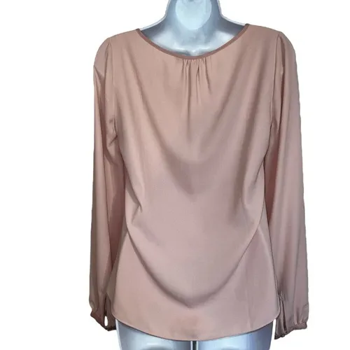 WHITE HOUSE BLACK MARKET Ballerina Pink Peasant Lattice L/S Tassel‎ Blouse NWT 0 - Image 7