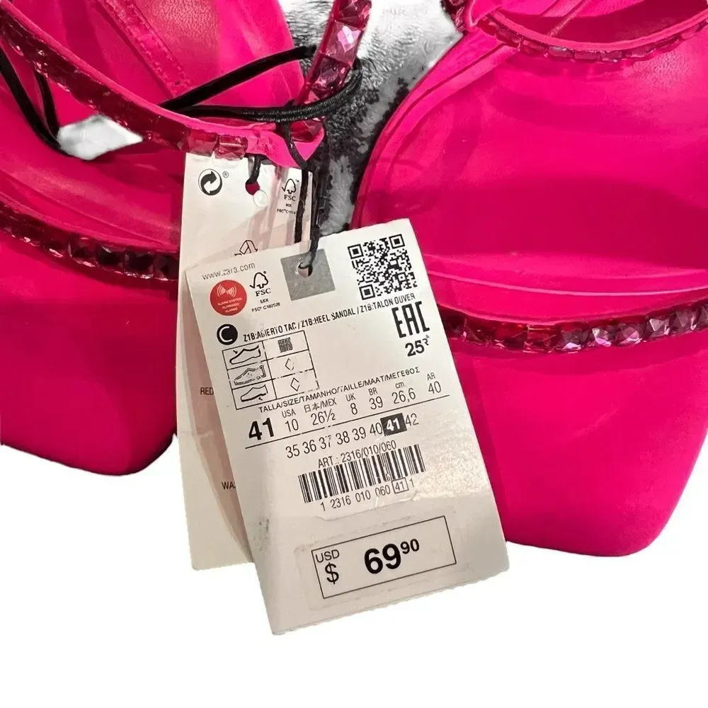 NWT Zara High Heel Rhinestone Sandals‎ Size 41 - Image 5