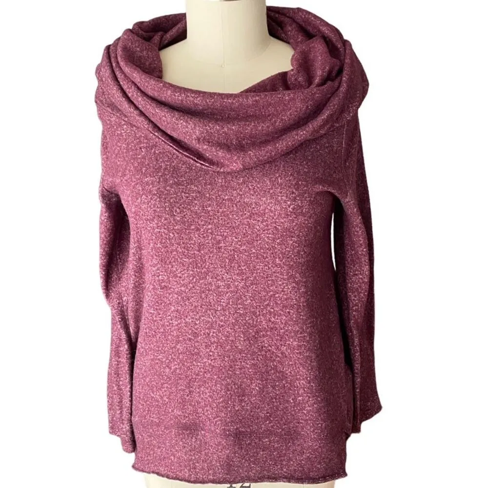 SOFT SURROUNDINGS Burgundy Ava Cowl Neck Athleisure Pullover Top ~ Women's SMALL - Image 2