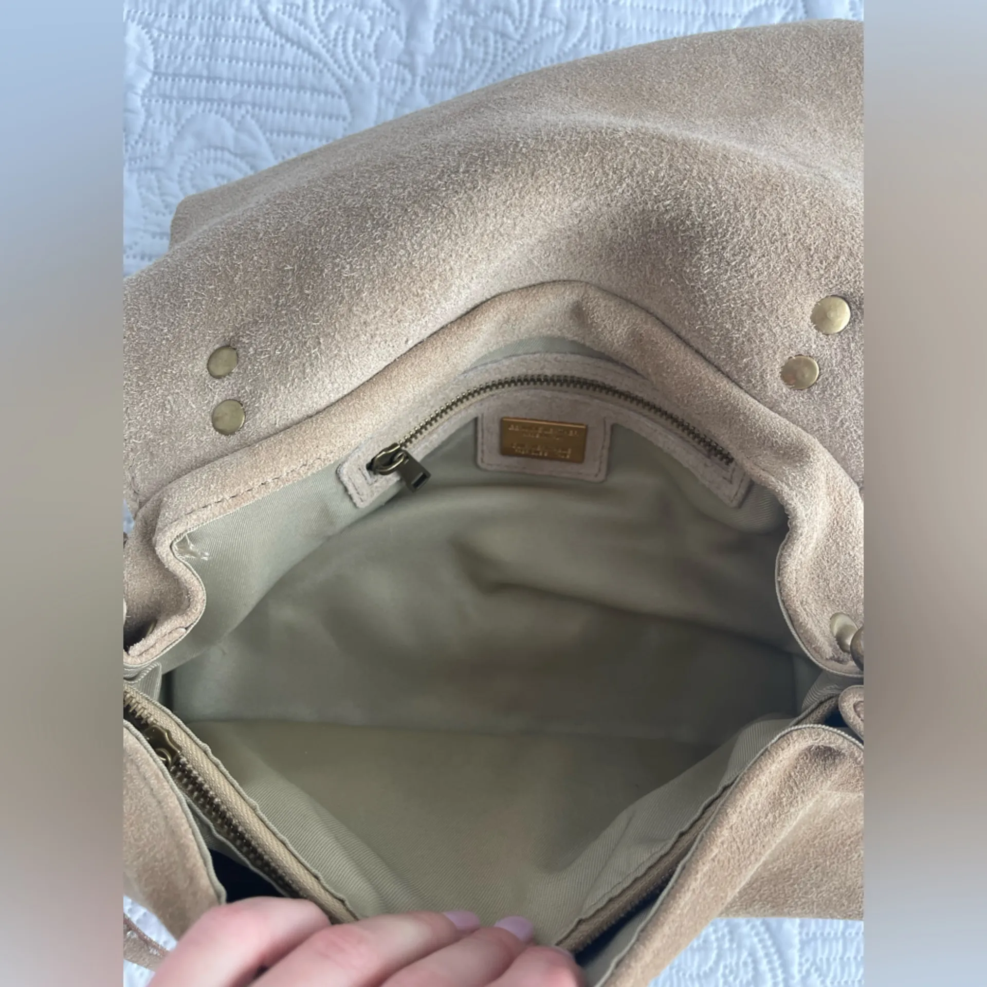 CUIR VERITABLE GENUINE SUEDE SHOULDER BAG Tan - Image 10