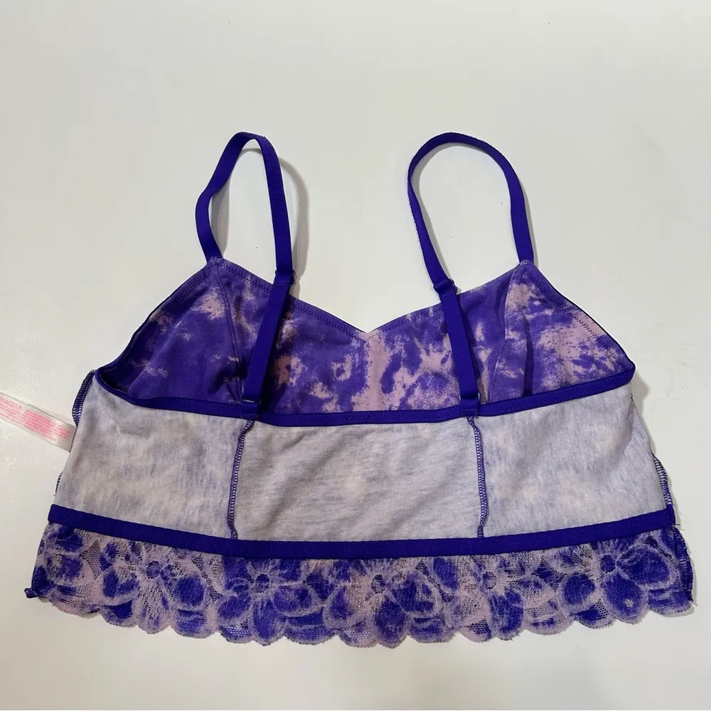 PINK Victoria's Secret Lace Trim Purple Tie Dye Bralette - Image 6