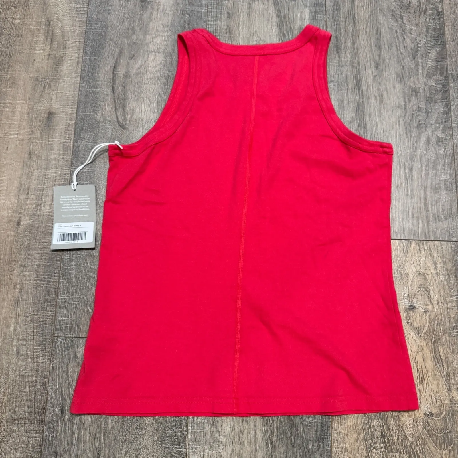 NWT Everlane Dark Pink Organic Cotton Ribbed Racerback Tank Top Women's Medium - Image 2