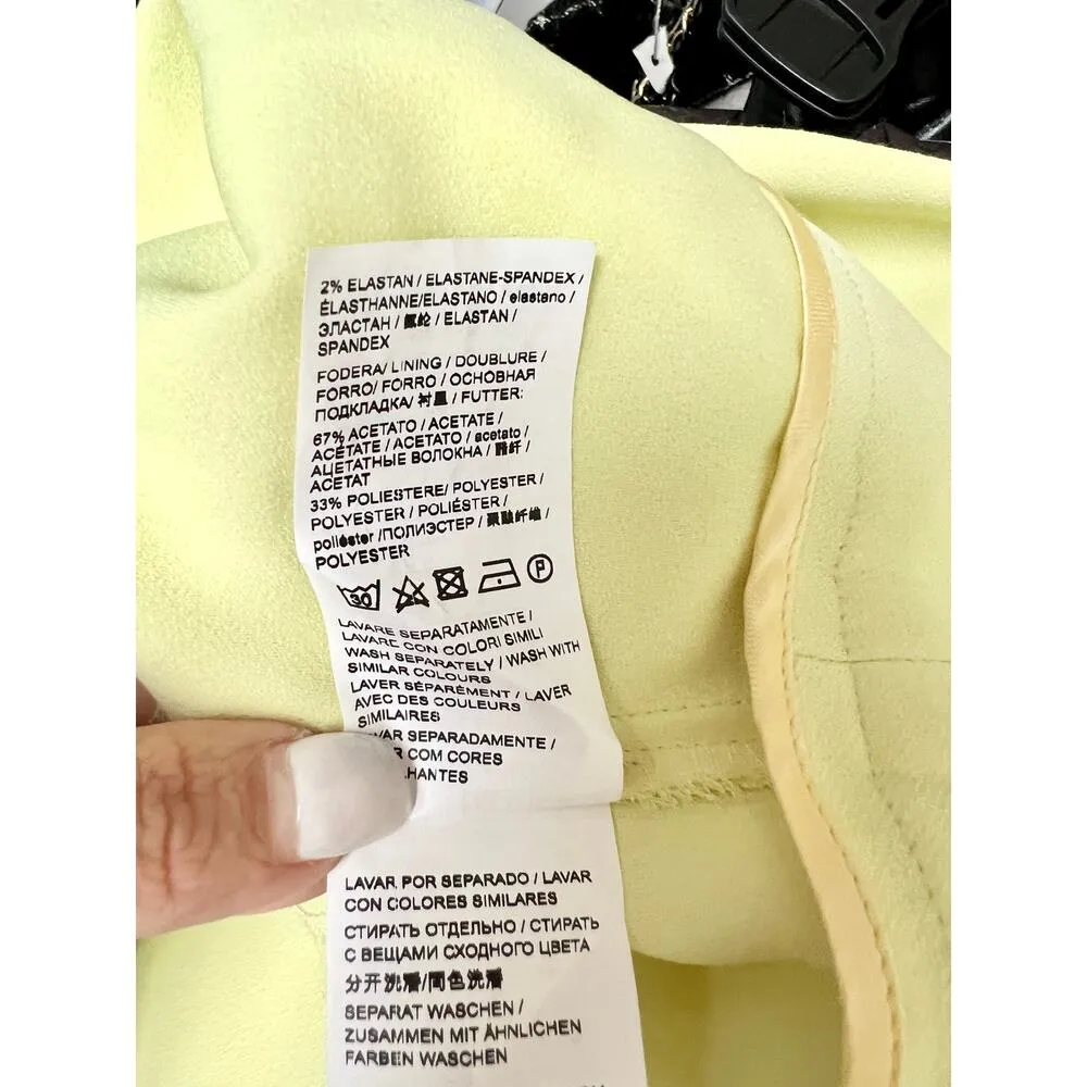 Pinko Natalia High Waisted Pleated Crepe Ankle Trouser Pants Yellow Womens US 4 - Image 7