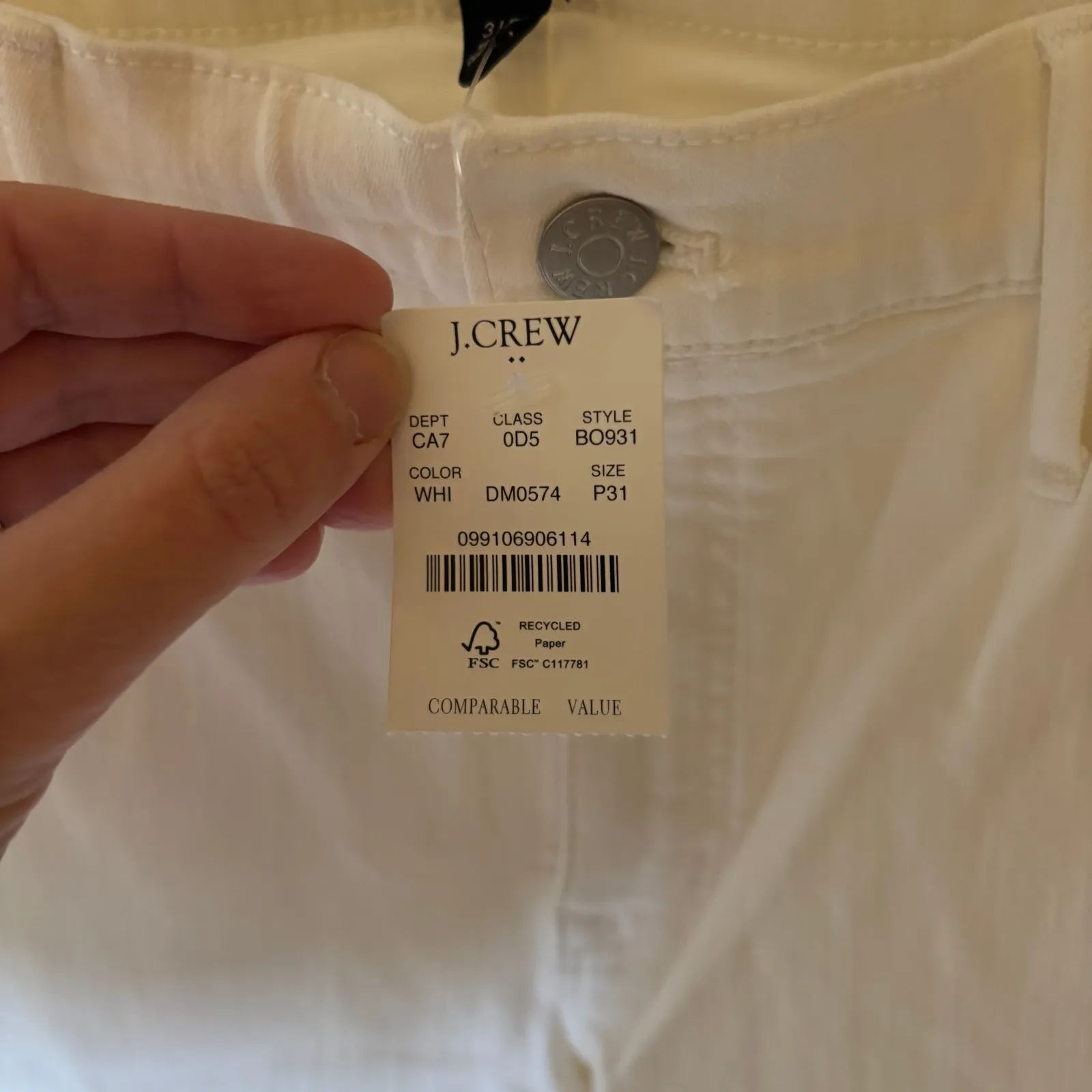 J. Crew NWT Women's White Full Length Flare Jeans Size 31P - Image 7