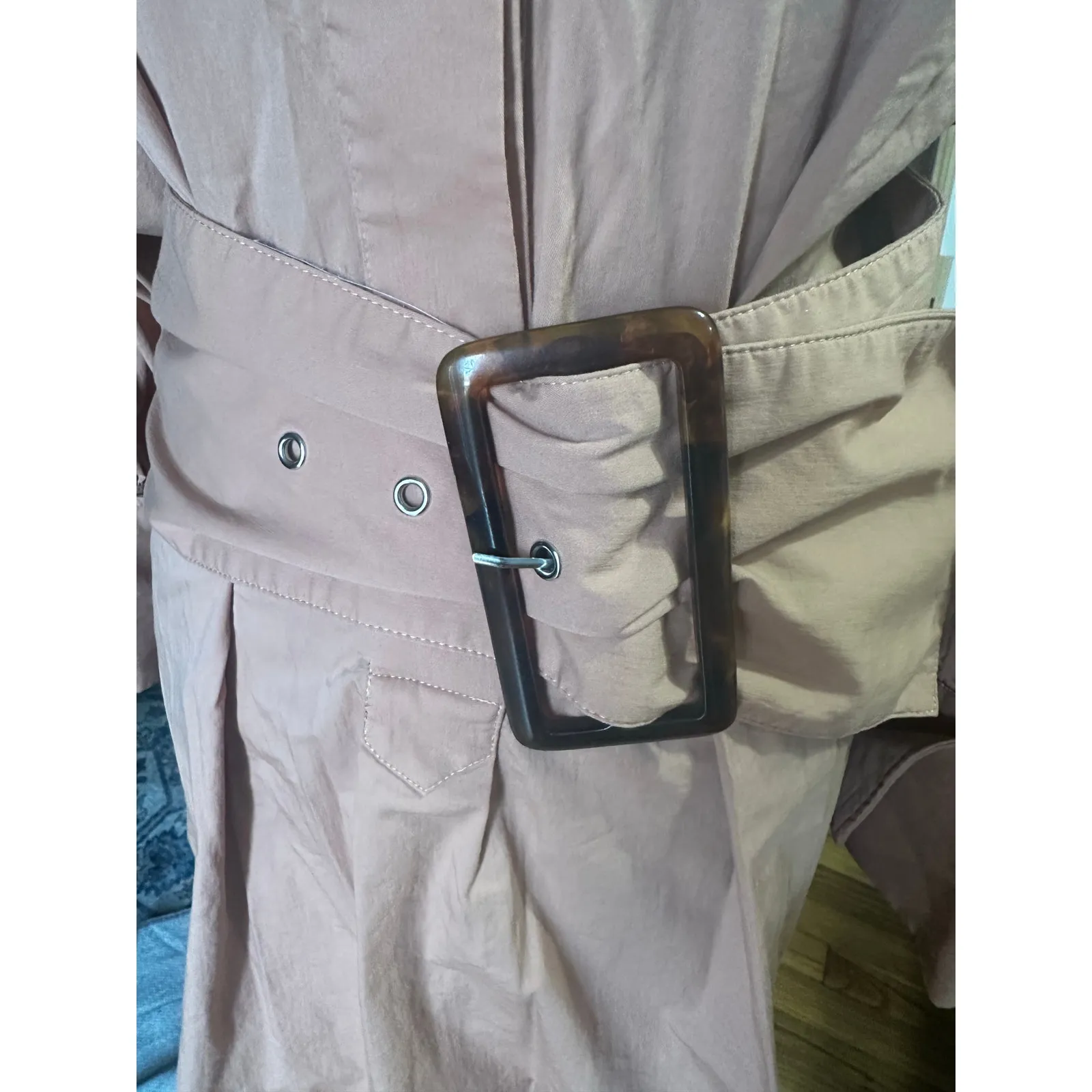 C/MEO COLLECTIVE Oversized Belted Dress – Statement Artwork, Size S - Image 2