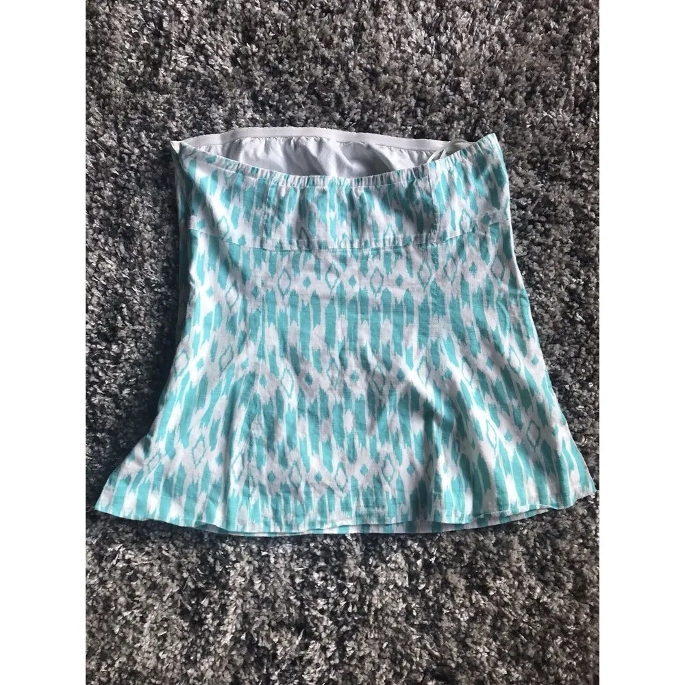 J Crew Tub Top Sz 4 Strapless teal ivory empire waist lined side zipper 12643 - Image 10