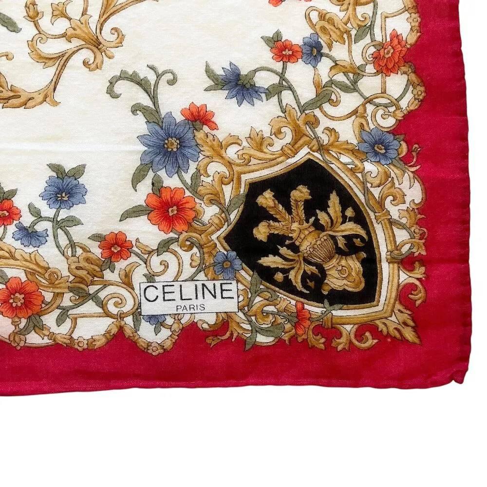CELINE Paris Vintage French Coat of Arms Neckerchief Handkerchief Square Scarf - Image 3