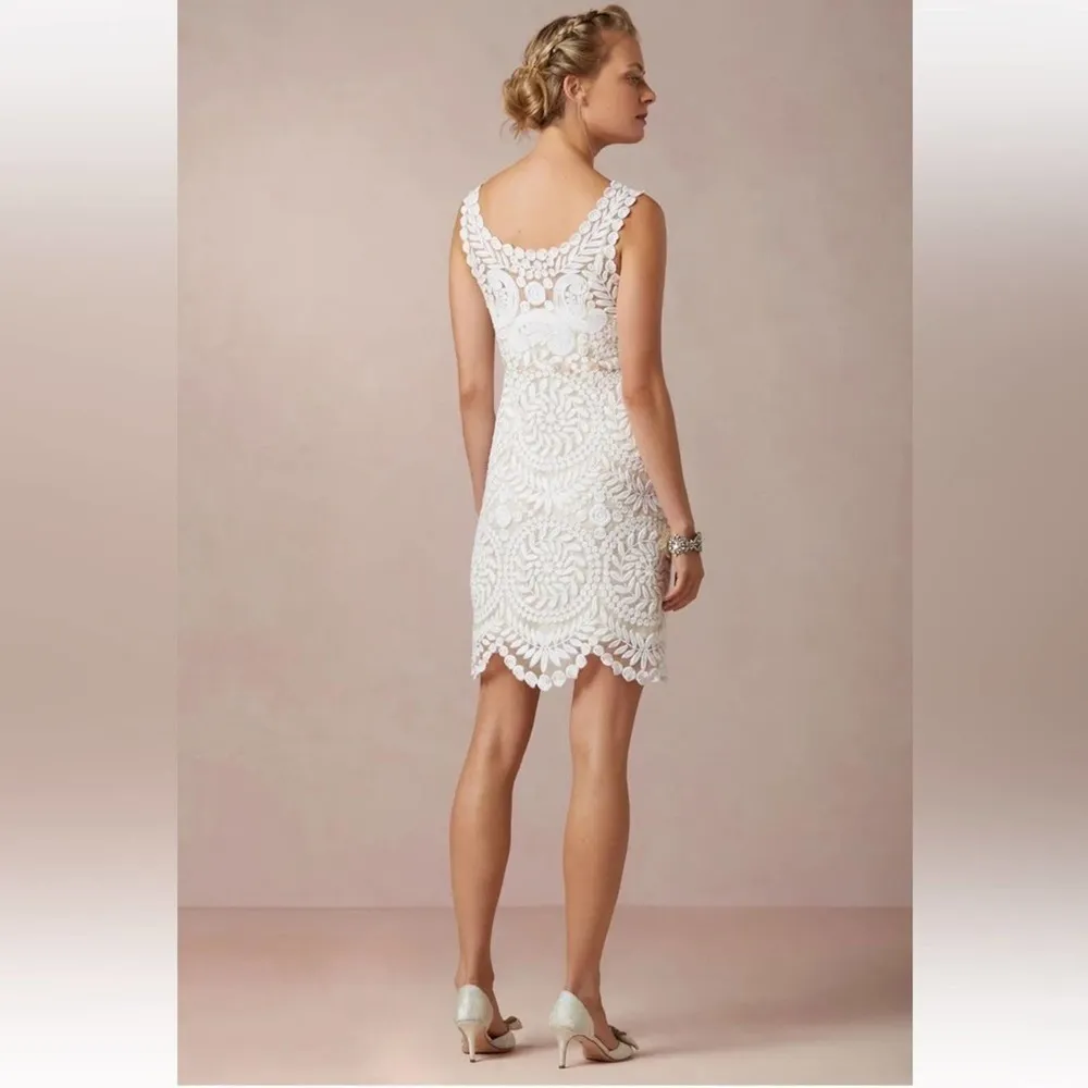 BHLDN Yoana Baraschi Embroidered Lace Scalloped Willa Shift 100% Silk Dress Sz 6 - Image 3