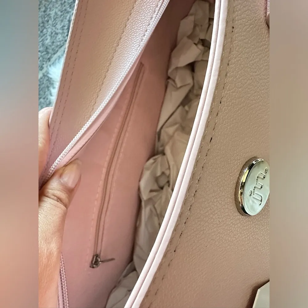 NEW faux leather zip top tote bag Pink - Image 7