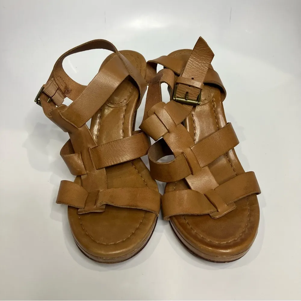 Boden tan brown‎ leather strappy heeled sandals women’s size 38 7.5 Brown - Image 2