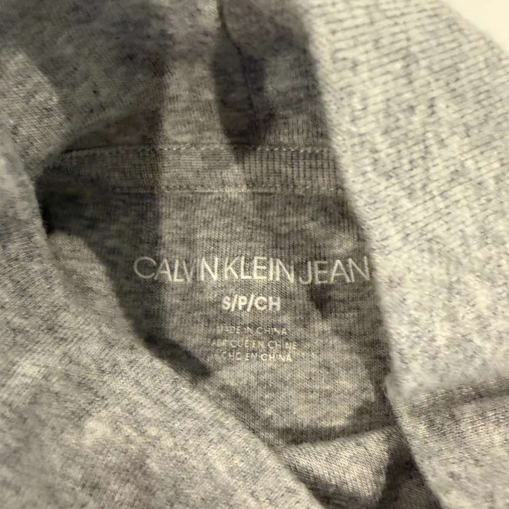 Calvin Klein Gray Turtleneck Mock Neck Logo Bodysuit Size Small - Image 2