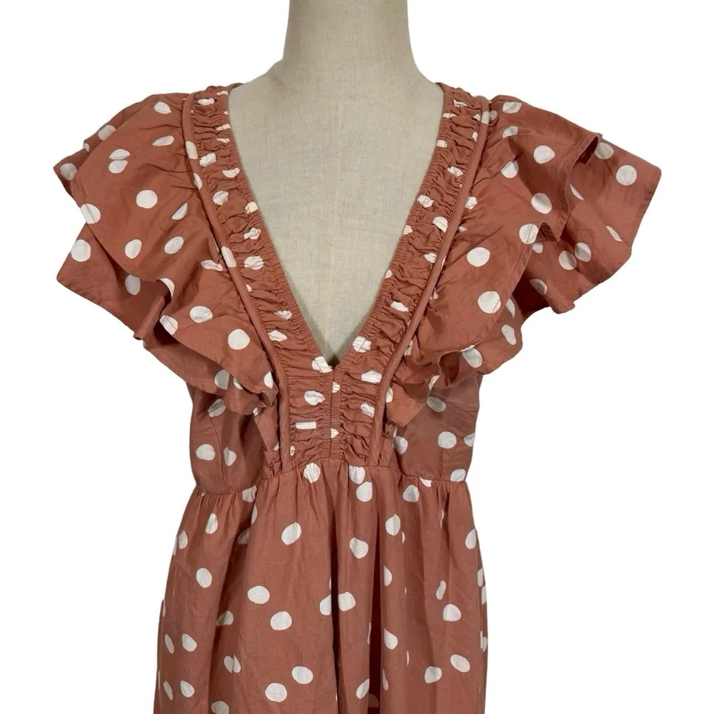 Roller Rabbit Polka Dot Ondine Tiered Ruffle Dress in Clay Color - Image 7