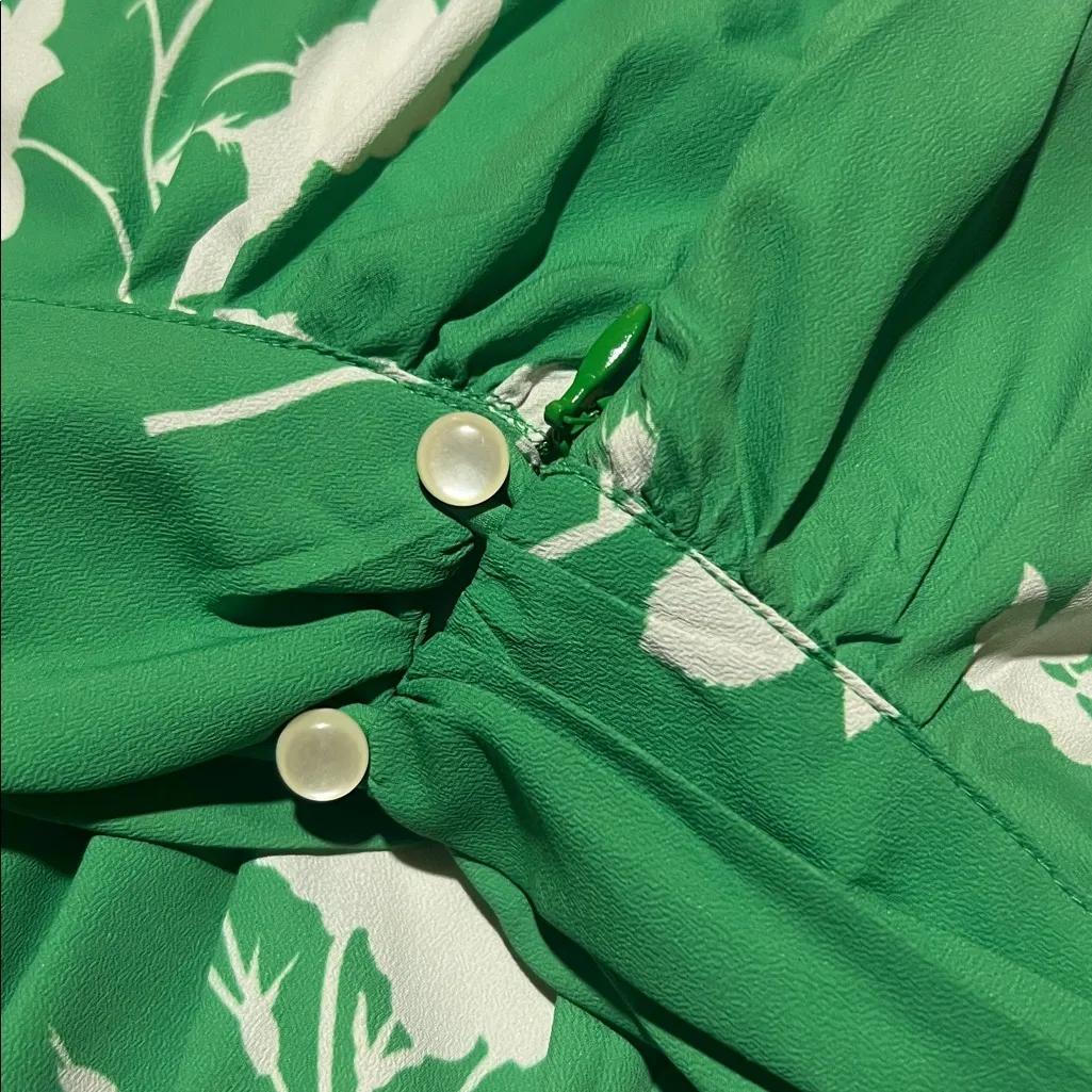 eShakti Green and White Floral Long Sleeve Dress NWOT - Image 9