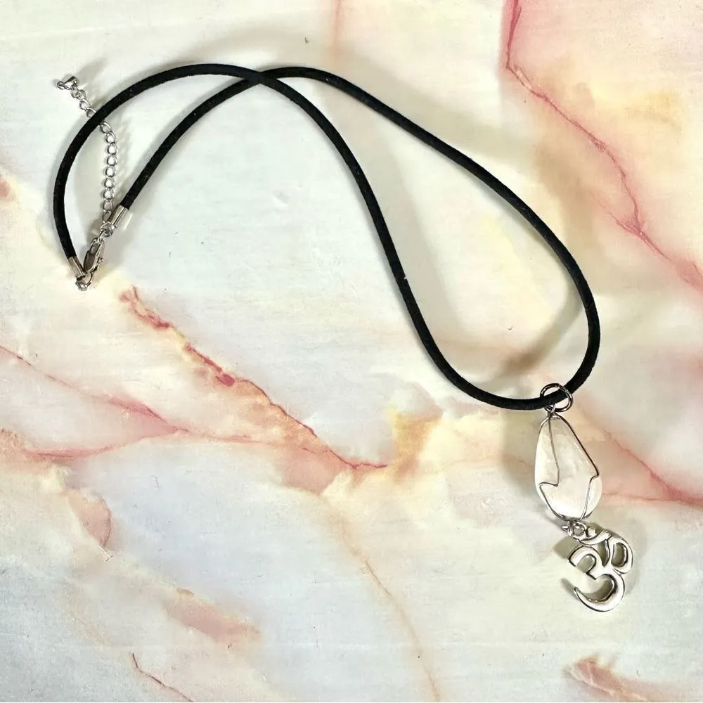 Milky Quartz OM pendant necklace - Image 3
