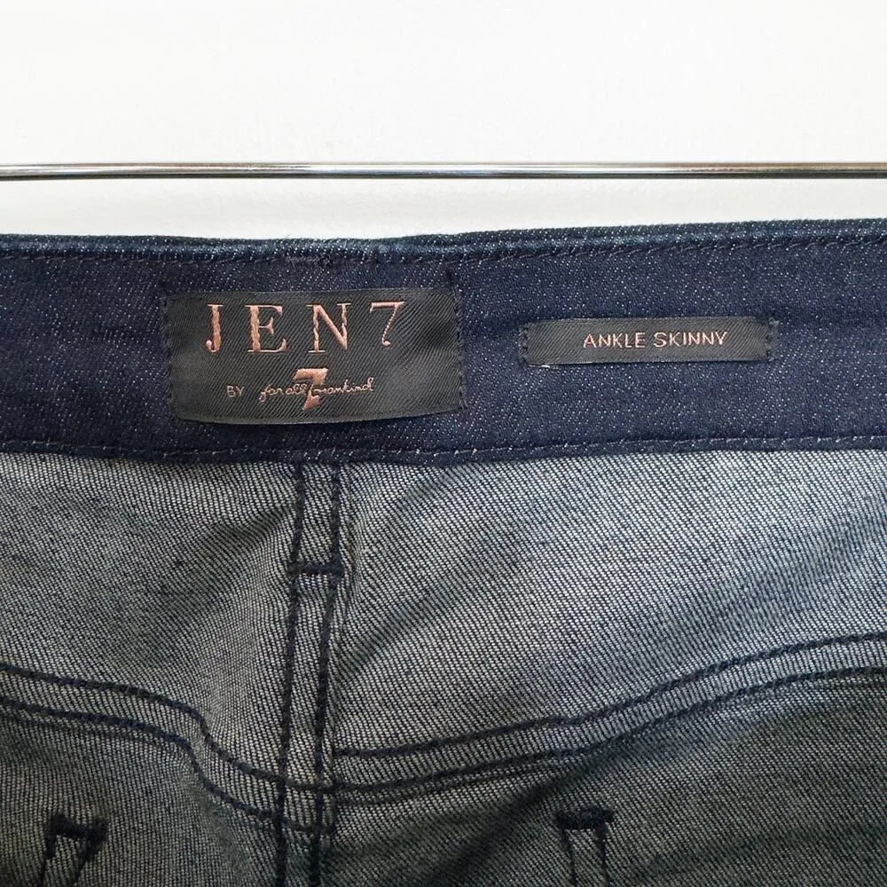 NWT Jen 7 For All Mankind Metallic Embellished Floral Ankle Skinny Jeans 12 Blue - Image 4