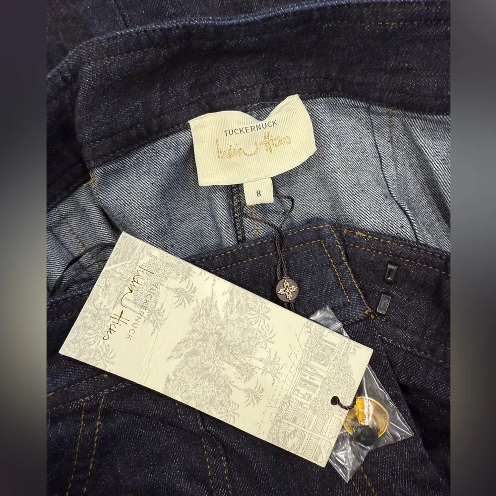 Tuckernuck x India Hicks Wide Leg Jeans Size 8 NWT High Rise Dark Wash $198 - Image 5