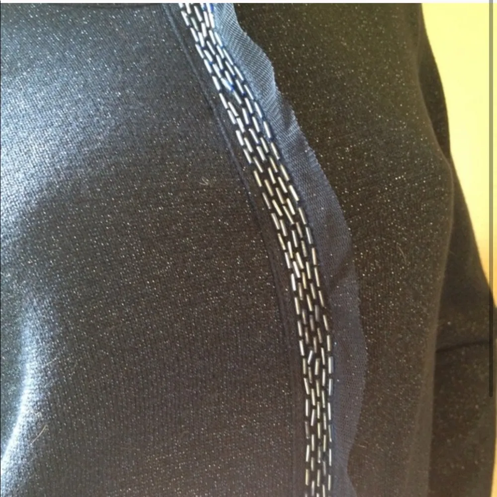 New Charter Club Sparkly Navy Long Sleeve Sequined Top | Shirt - Image 10