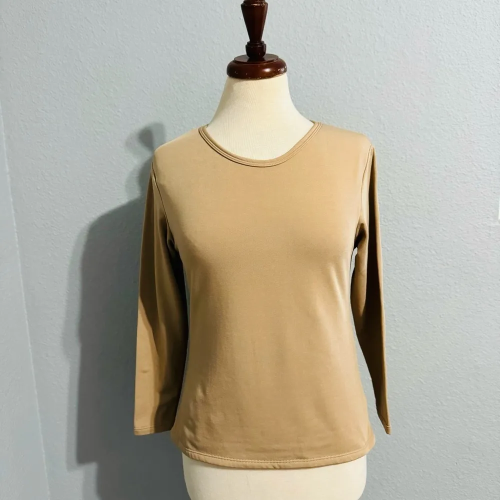 Unique Lingerie Tan Long Sleeves Round Neck Thermo Winter Shirt Size S - Image 3