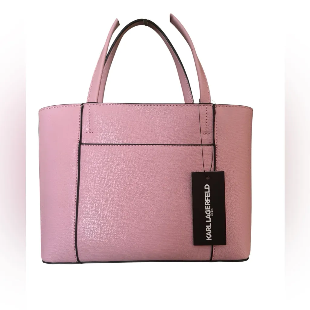 KARL LAGERFELD TOTE BAG KARL CRISTALES ROSA WITH LOGO STRAP NWT - Image 6