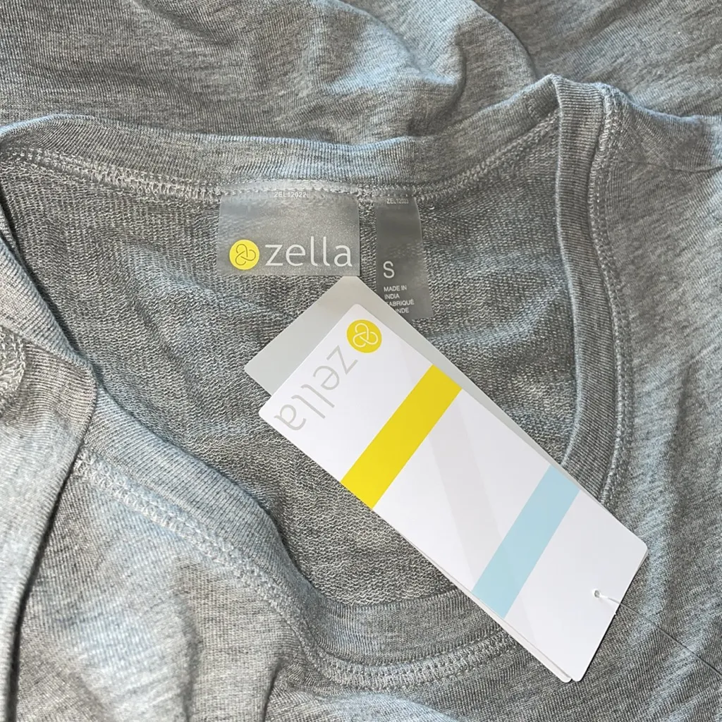 NWT ZELLA Post Studio Dress  Stretch Ruched Detail Gray Small - Image 11