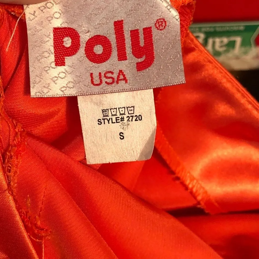Vintage Poly Formal Dress Orange - Image 8