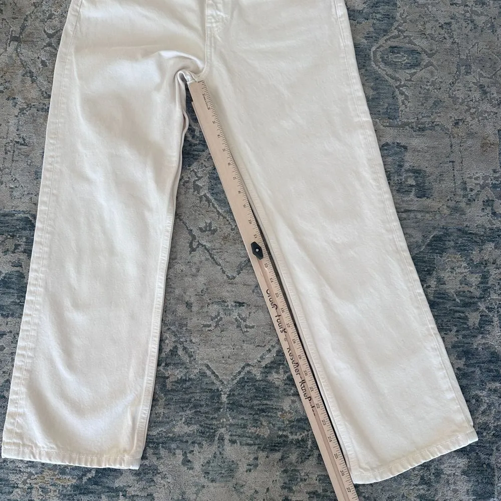 Re/Done Jeans Womens 29 Bootcut High Waist 70s Crop Boot Cream White Minimalist - Image 9