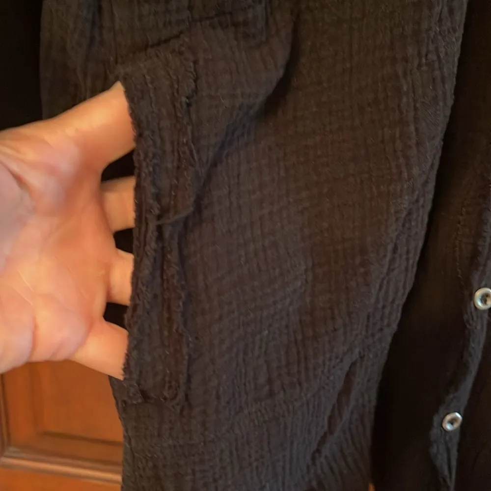 FLAWLESS Black crinkled gauze cotton Lightweight Shirt Jacket Small - Image 3