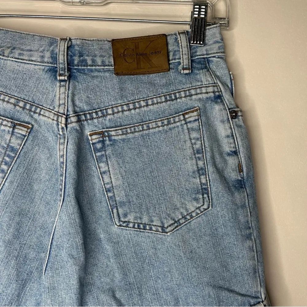 Vintage Calvin Klein Denim Blue Women's Shorts high waisted 4 90s - Image 2