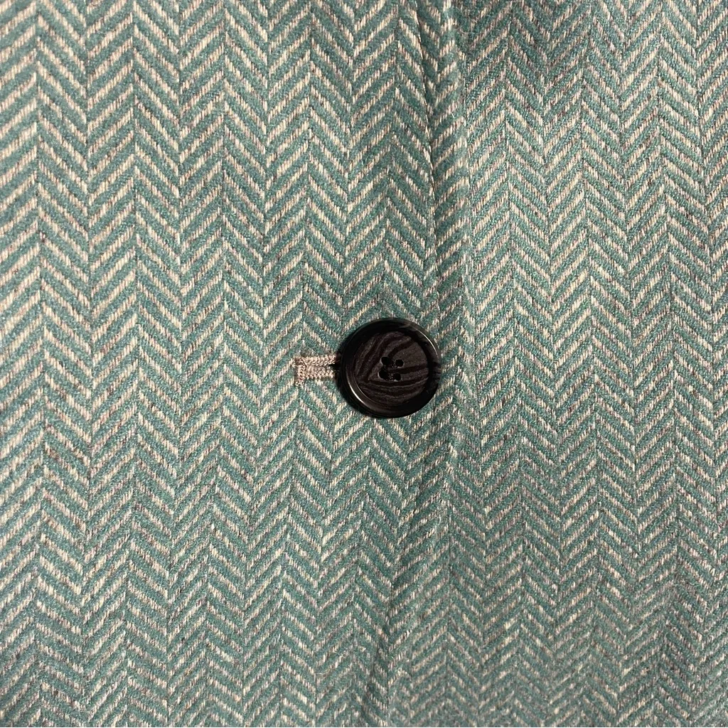 Ann Taylor LOFT Wool Blend Blazer Jacket Teal Herringbone - Image 9