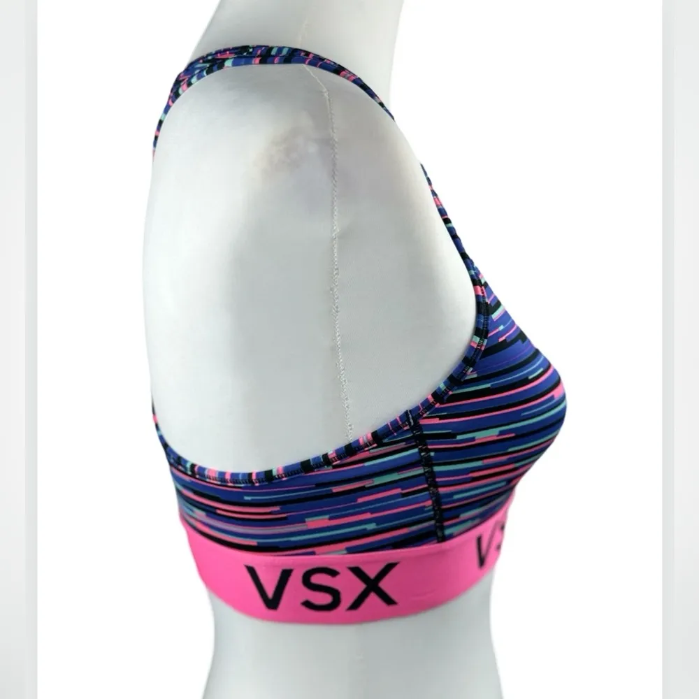Victoria’s Secret VSX SPORT Pink Multicolor Striped Sports Bra Medium Blue - Image 7