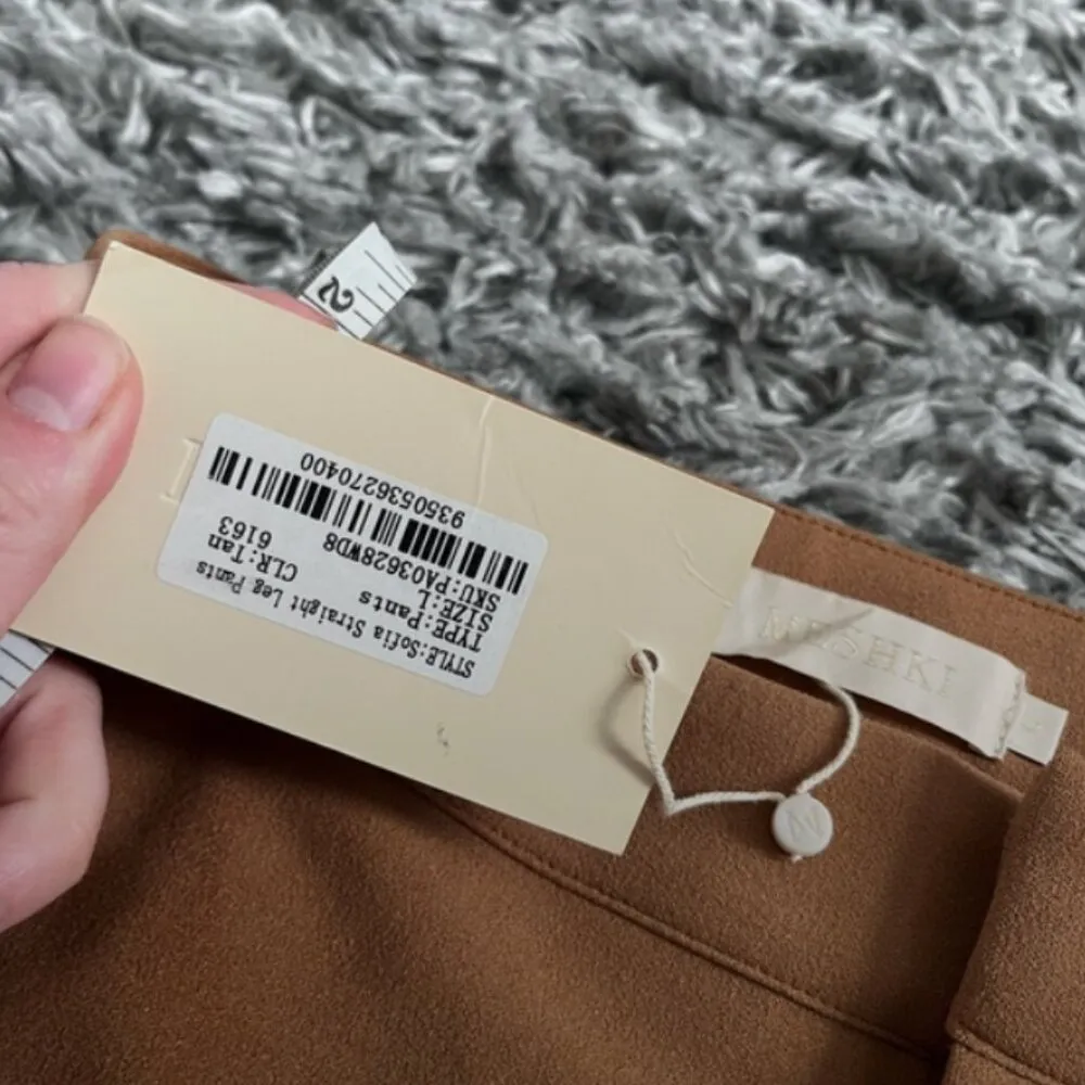 Meshki Sofia high rise straight leg trouser pants size large camel - Image 7