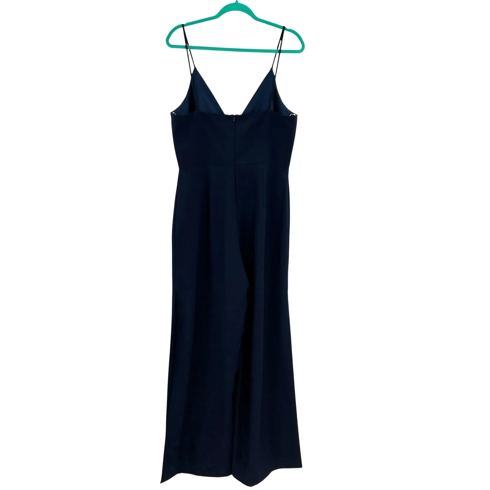 Monique Lhuillier Bridesmaids Doutzen Jumpsuit Wide Slit Leg Navy Blue Size 12 - Image 10