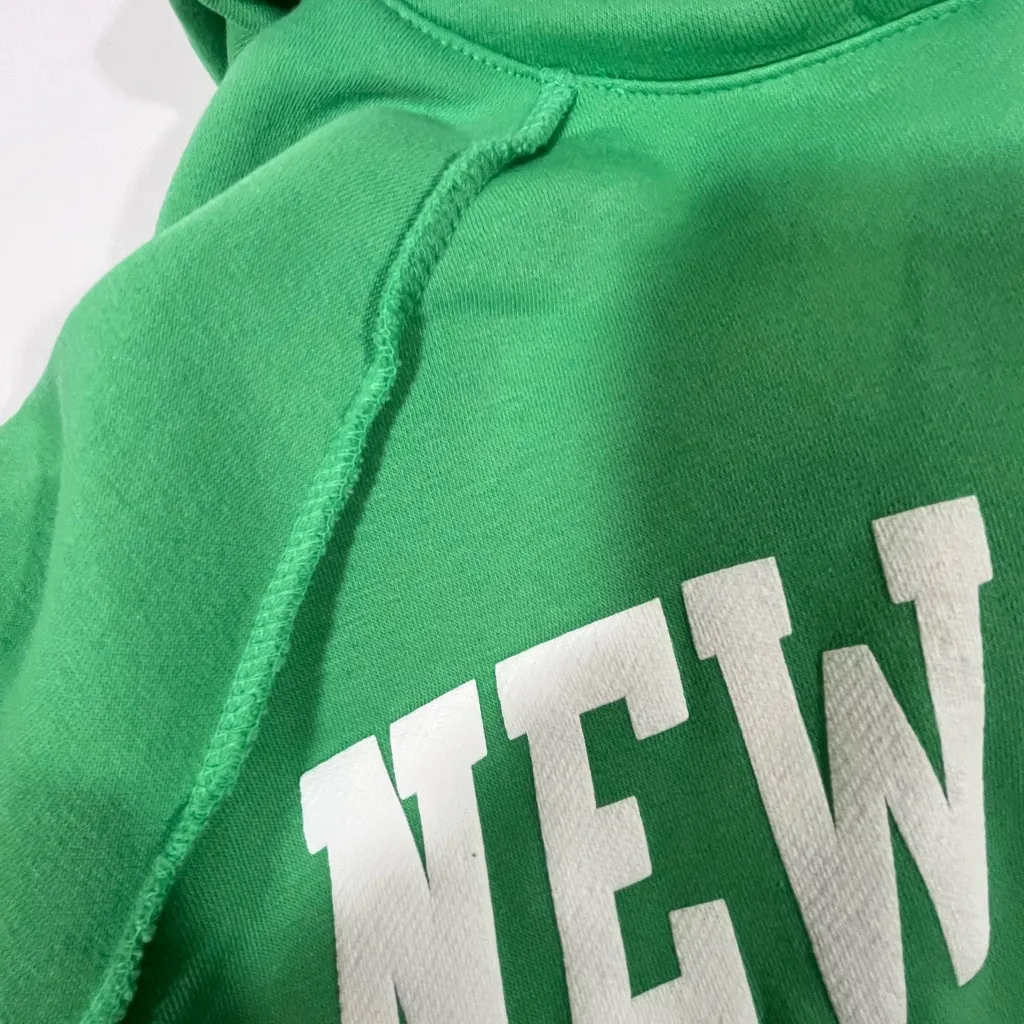 GREEN CROPPED NEW YORK HOODIE OVERSIZED WOMEN SZ‎ 8 BY RELAXX NEW - Image 9