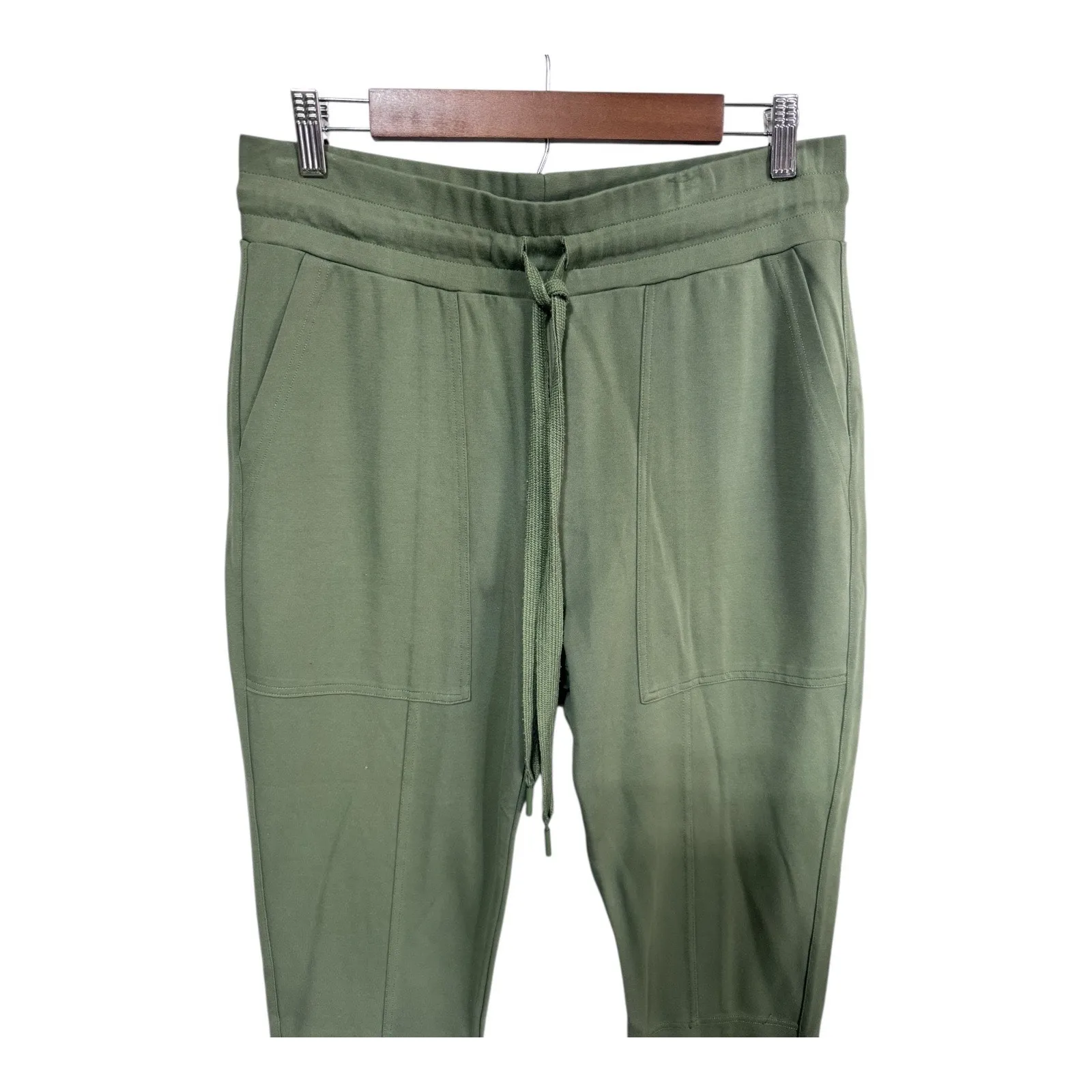Cabi Green Drawstring Utility Jogger Pants Cropped Pockets Womens Med Athleisure - Image 2