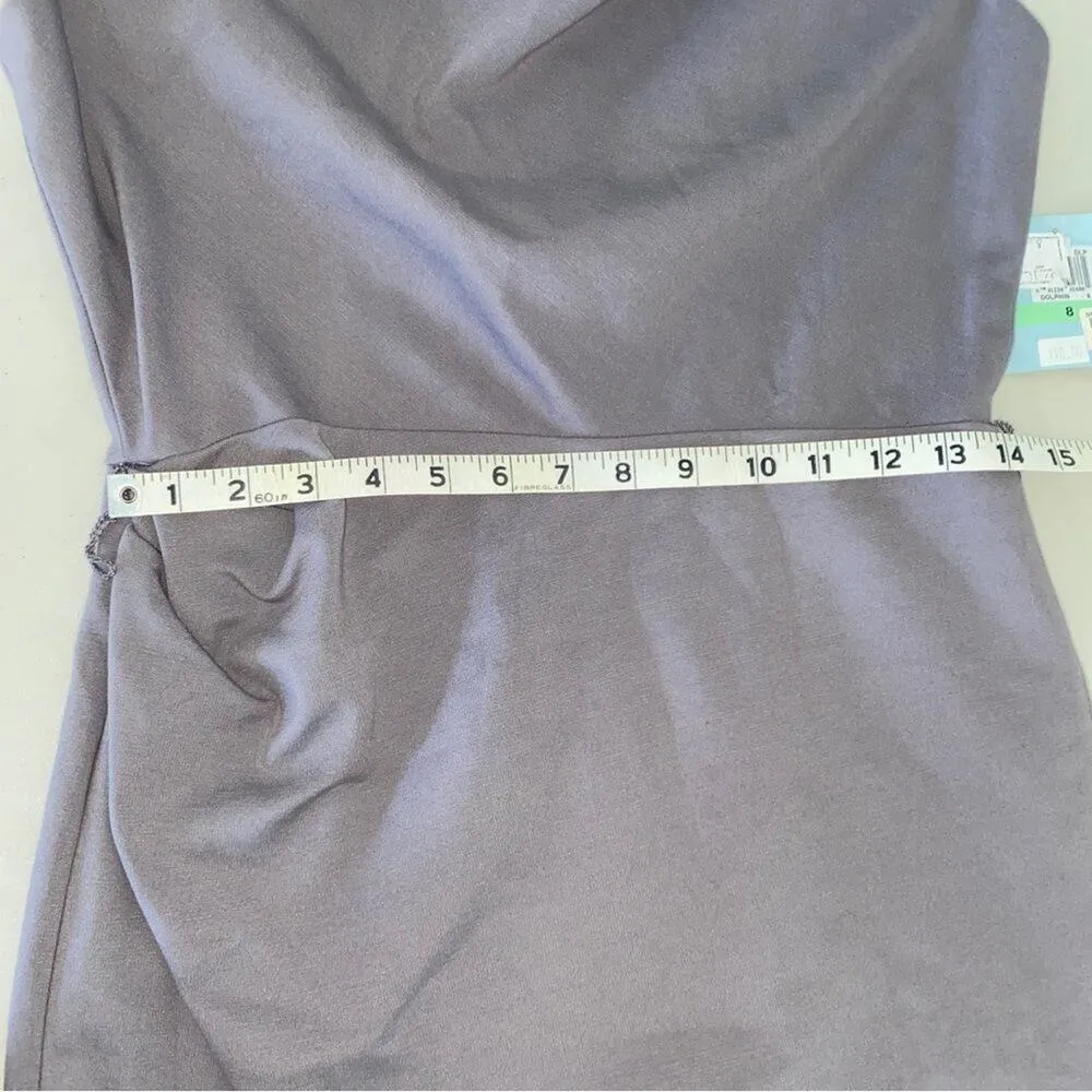 Suzi Chin Steel Gray Drape Classic Cowl Neck Sleeveless Sheath Dress Size 8 - Image 9