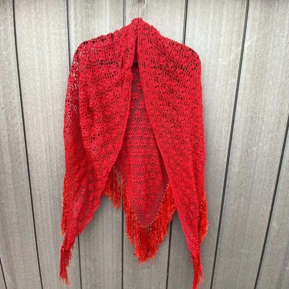 Crocheted Cape‎ Wrap Red Size undefined - Image 6
