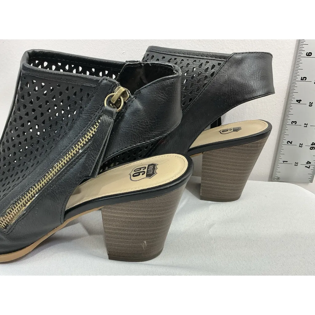 Womans Route 66 Size 11 M Black Vented Peep Toe Sling Back Heel Shoes - Image 4