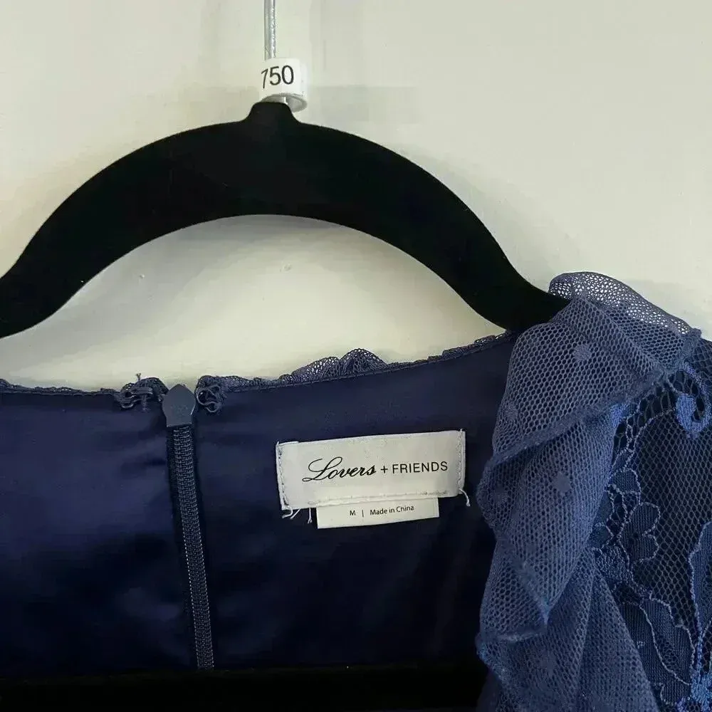 Lovers + Friends Maren Lace Mini Dress Size Medium Color Blue - Image 5