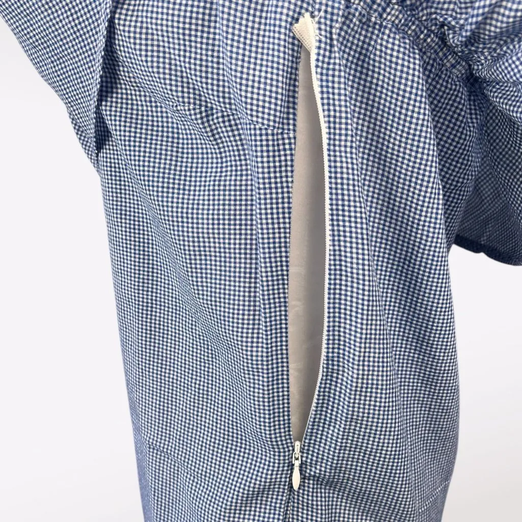 Joe’s Collection One Shoulder Ruffle Gingham Top Blue White Size Small - Image 7