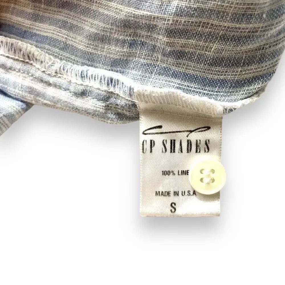 CP Shades Striped Button Front Long Sleeve Linen Tunic - Image 3