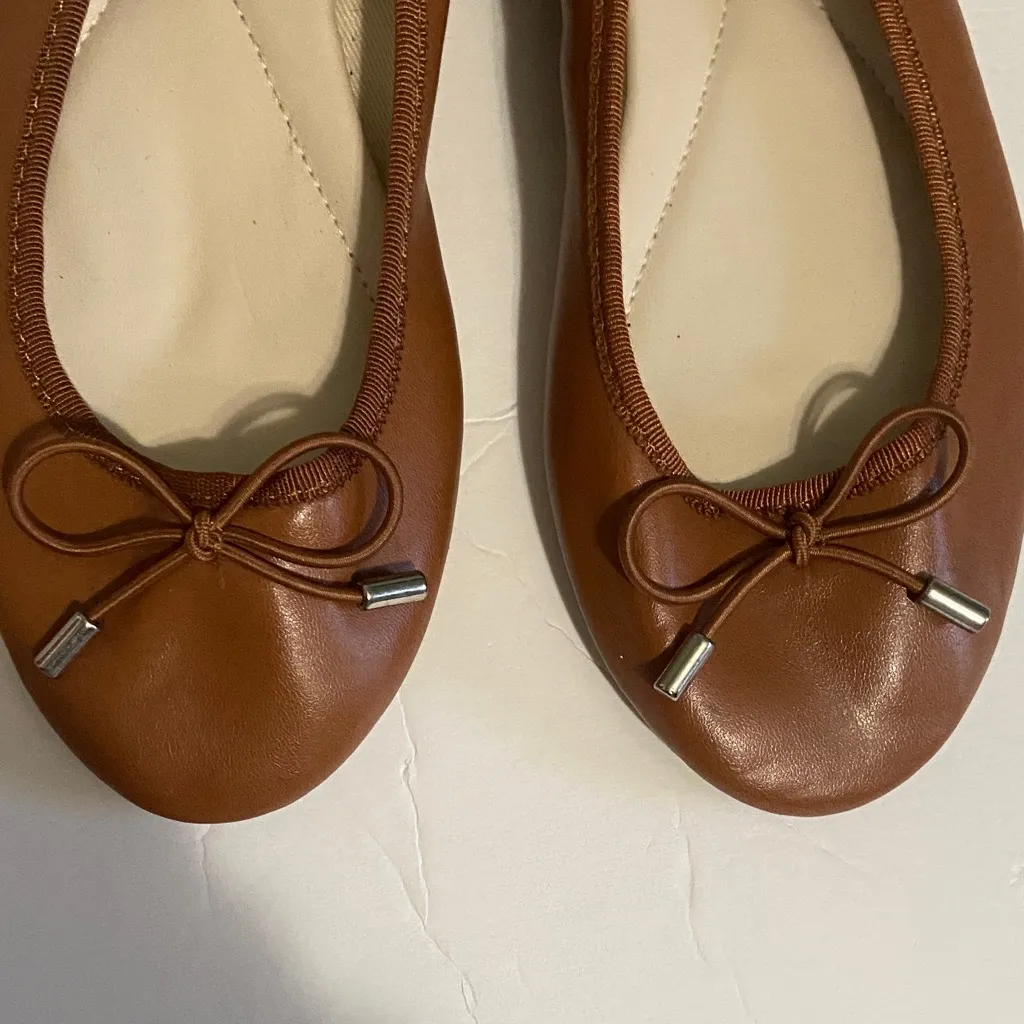 Alfani  Tan Leather Ballet Flats - Image 3