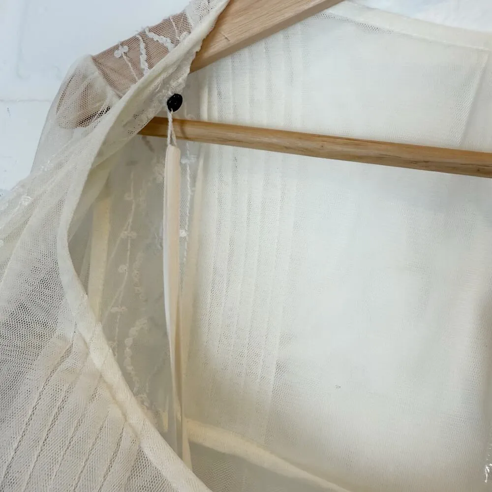 Free People Stevie Embroidered Maxi Dress Tea Flowy Ivory Sheer Floral Lined S - Image 15