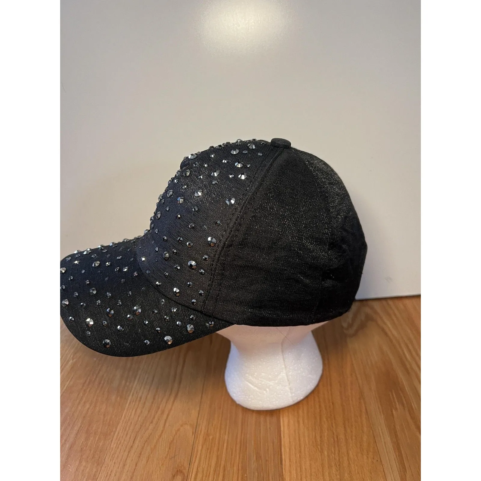 Rhinestone Hat Cap Snap Back Adjustable Womens Black Baseball Bling Sparkle - Image 3