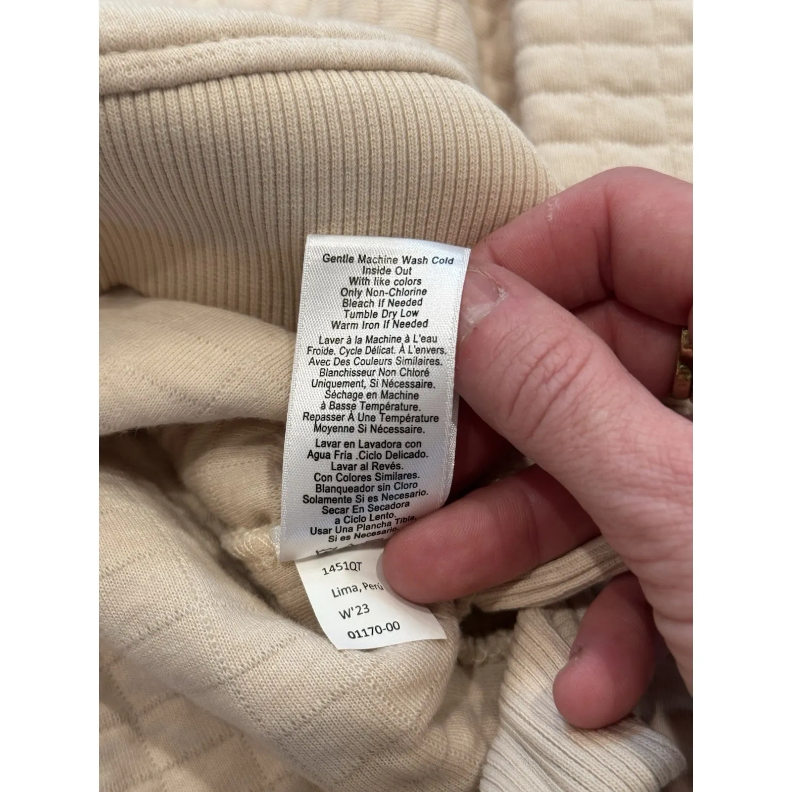 Nation LTD Ozzie quilted Crop Crew sweatshirt Sand Beige Tan Size M - MSRP $185‎ - Image 8