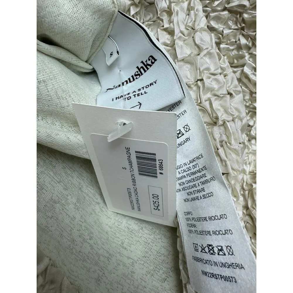 Nanushka Cadao Dribbled Ribbon Top in Ivory Champagne NWT Sz. S - Image 5